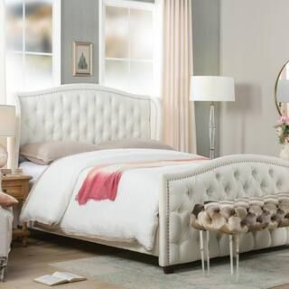 Jennifer Taylor Marcella Antique White Queen Upholstered Bed-52130-3-879-2 - The Home Depot | The Home Depot