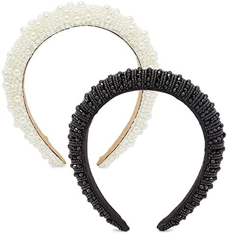 Padded Pearl Headbands for Women, Crystal Rhinestone Designs (2 Pack) | Amazon (US)