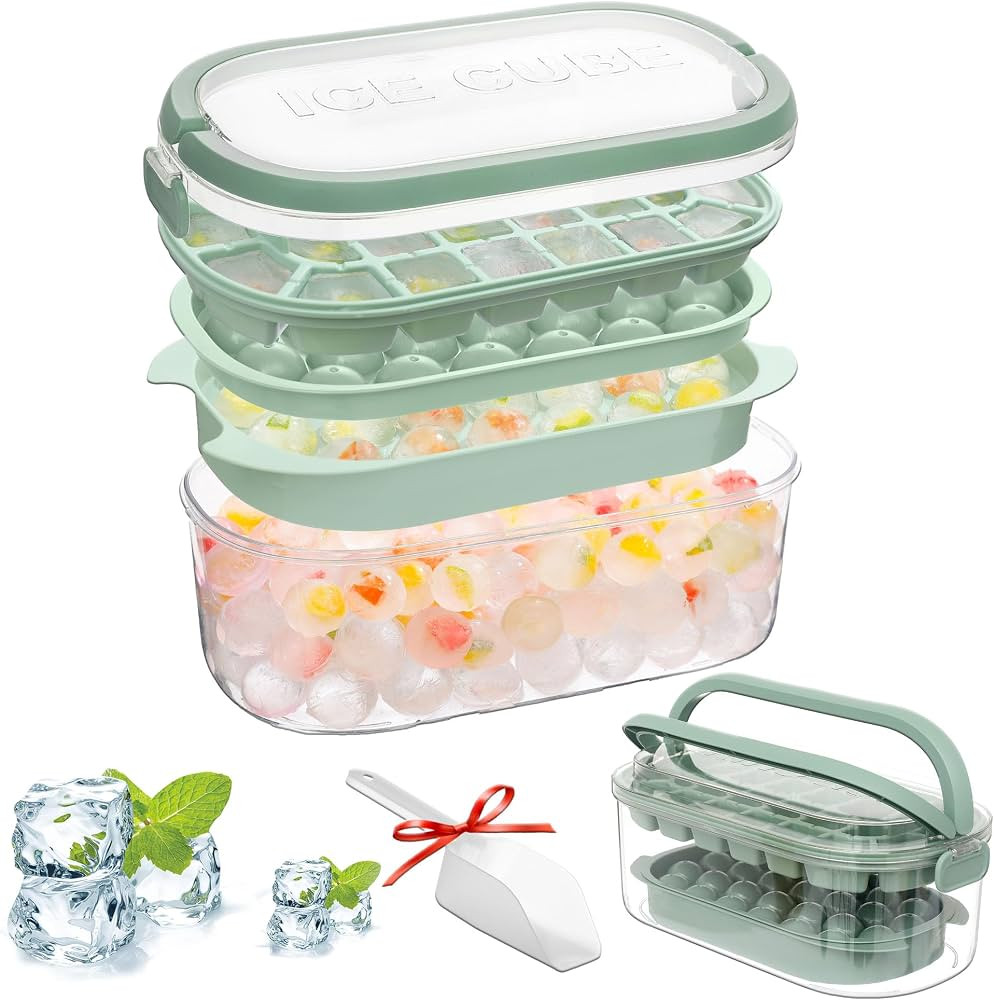 Bac a Glacon avec Couvercle Moule à Glaçons Silicone 54PCS Ice Cube(Rond&Grid) Fiambrera Grand ... | Amazon (FR)