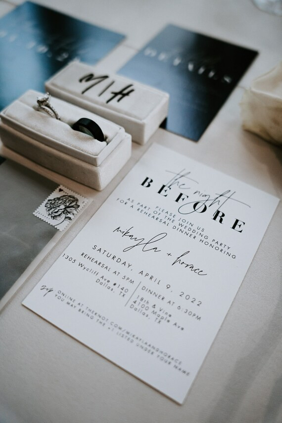 Modern Black and White 'The Night Before' Wedding Rehearsal Dinner Invitation Template, INSTANT E... | Etsy (US)