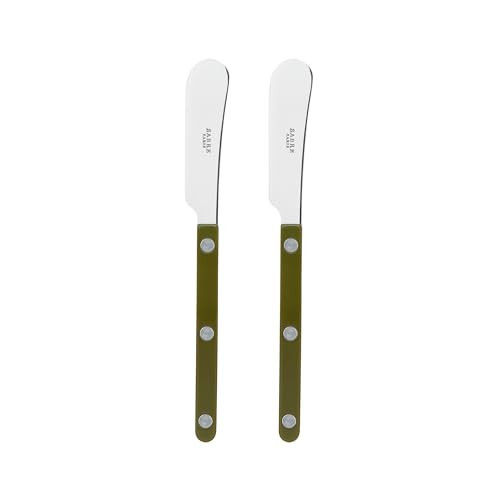 SABRE PARIS - Set of 2 Spreader Knives 5.5 inches - Bistrot Collection - Perfect for Butter, Tapenades, Spreads - Stainless Steel & Nylon - Dishwasher Safe - Fern Green - Brilliant Finish | Amazon (US)