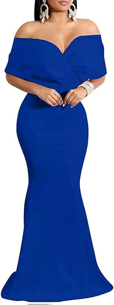 Formal Maxi Dress for Women Sexy Deep V Neck Wrap Side Split Bodycon Cocktail Party Long Floor Le... | Amazon (US)