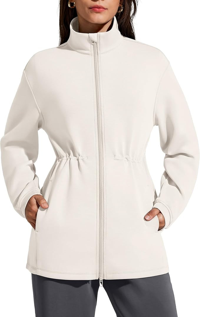 G4Free Smoofit Modal Soft Women's Zip Up Long Jackets Cinch Waist Casual Sweatshirts with Pockets | Amazon (US)