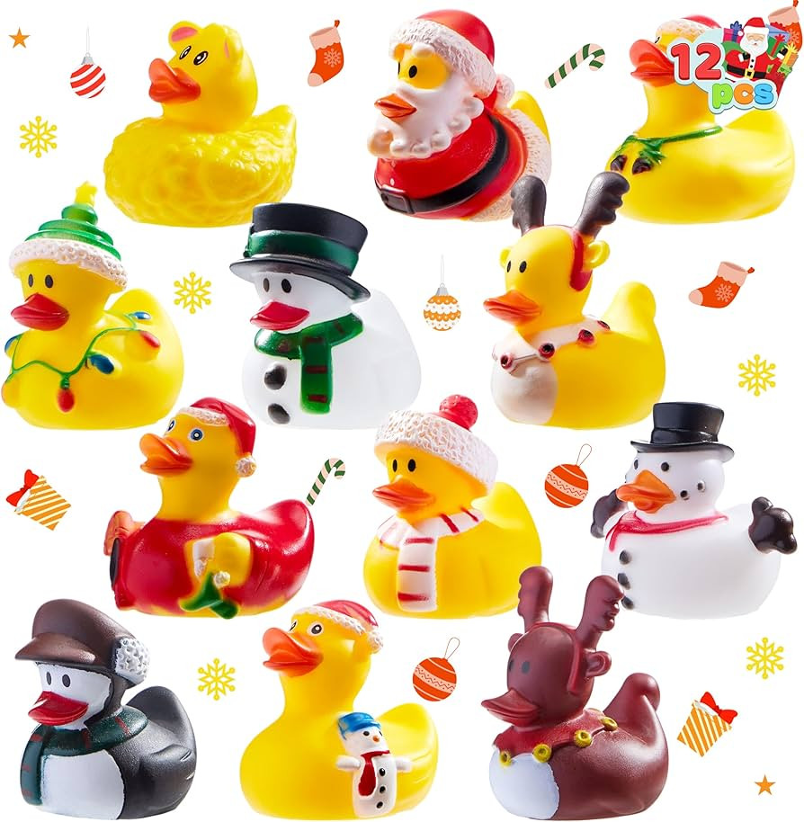 JOYIN 12 Pcs Christmas Rubber Duck Bath Toys for Christmas Goodie Bag Stuffers and Baby Showers, ... | Amazon (US)