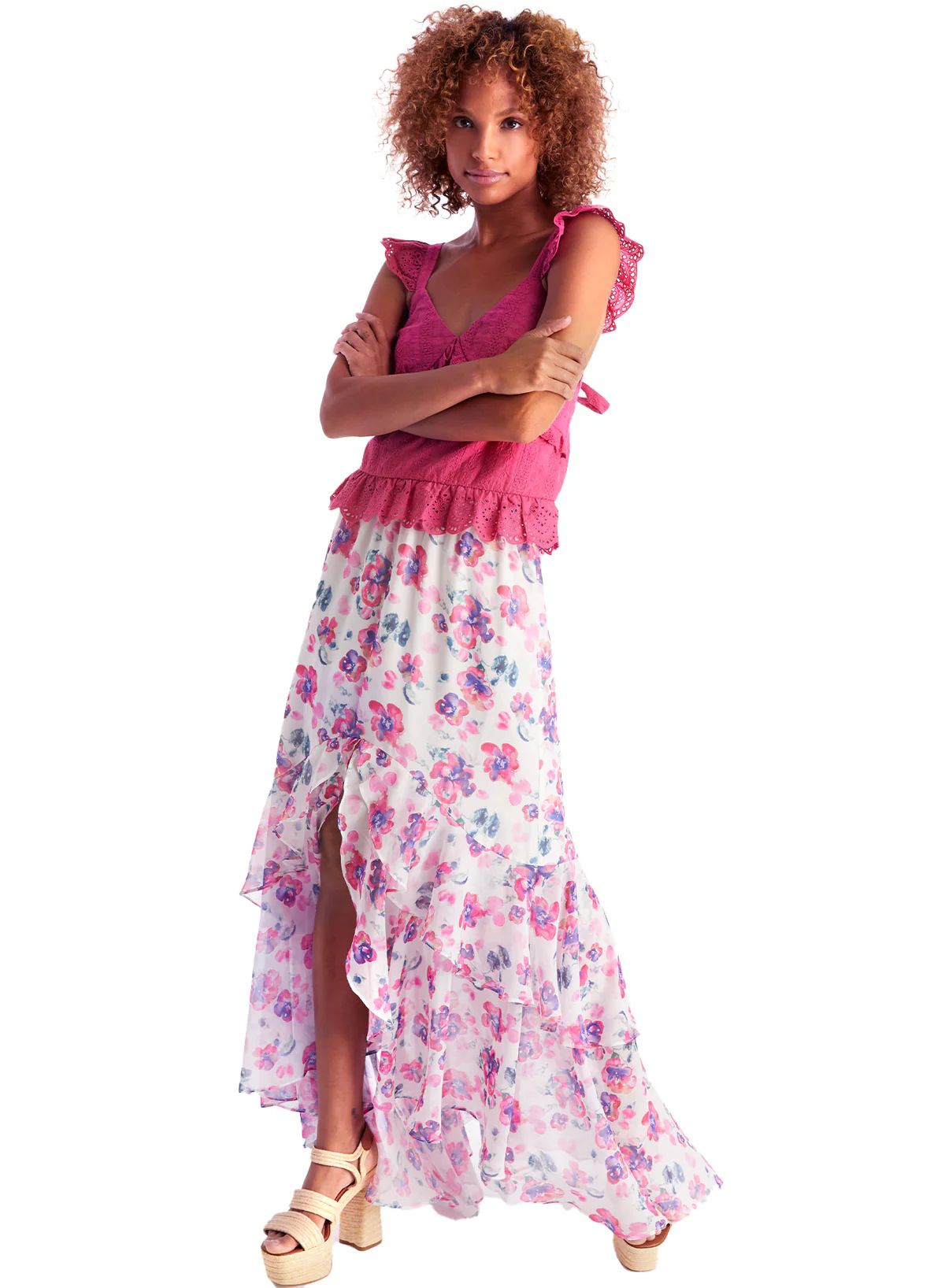 AVERY MAXI SKIRT - PINK FLORAL | ALLISON New York