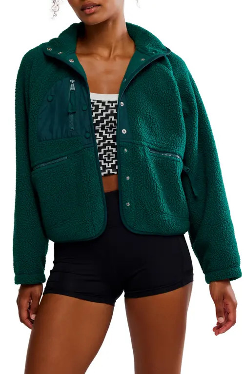 FP Movement by Free People FP Movement Hit the Slopes Fleece Jacket in Evergreen at Nordstrom, Size Medium | Nordstrom