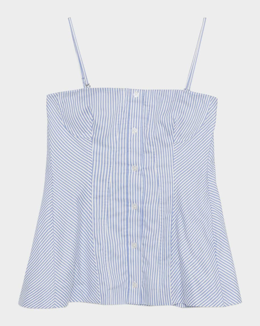 Vivvy Pinstripe Top with Removable Straps | Neiman Marcus