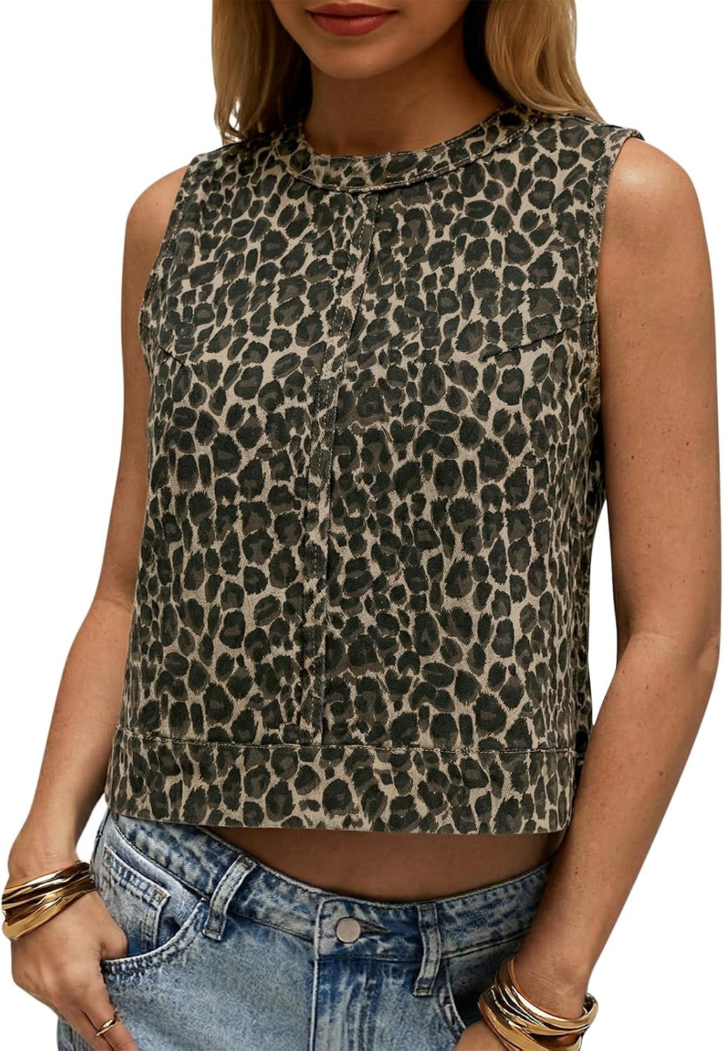 Cicy Bell Womens Summer Denim Tank Tops Sleeveless Cropped Jean Vests | Amazon (US)