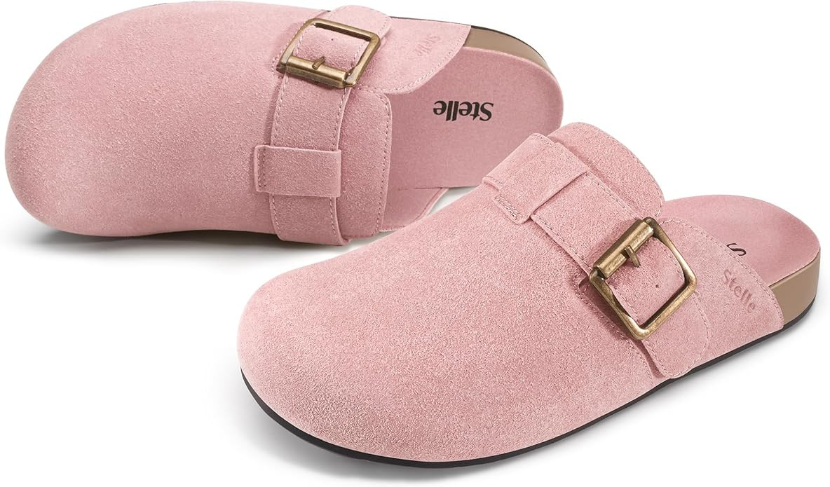 Stelle Suede Clogs for Women Men Potato Shoes with Arch Support Leather Cork Footbed Mules Slip o... | Amazon (US)