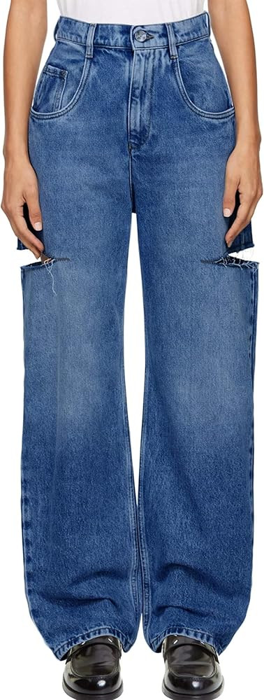 Cicy Bell Womens High Waisted Baggy Jeans Side Cut Out Wide Leg Stretchy Trendy Denim Pants with ... | Amazon (US)