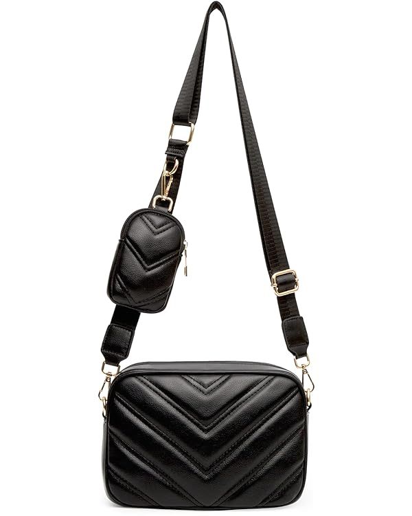 Herald Chevron Quilted Small Crossbody Bag with Coin Purse Pouch Women Square Snapshot Camera Sid... | Amazon (US)