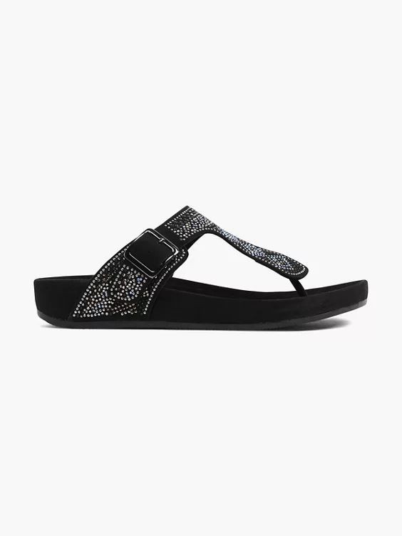 Black Gem Detail Footbed Sandal | Deichmann (DE)