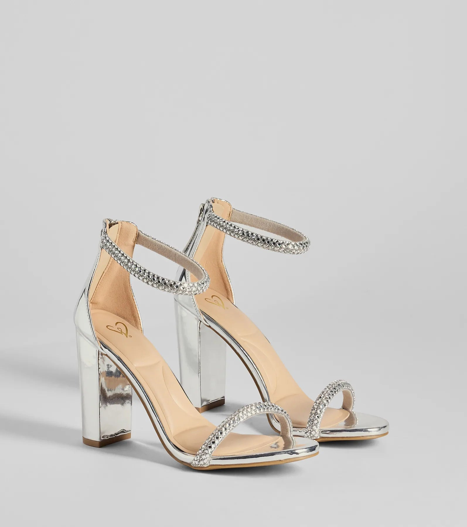 Glam Moves Rhinestone Strap Block Heels | Windsor Stores