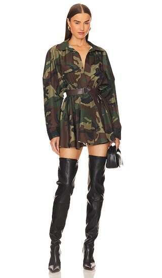 Oversized Bf Shirt Flared Mini Dress in Camo | Revolve Clothing (Global)