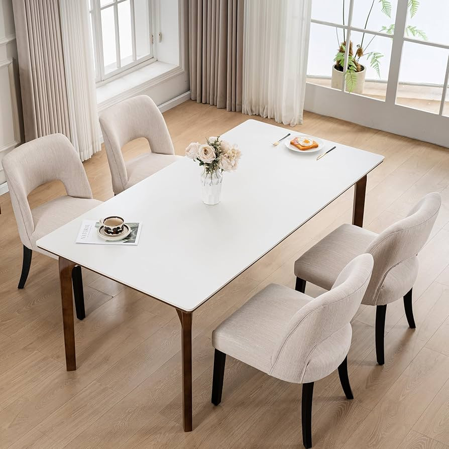 VKNOW Wooden Dining Chairs Set of 4, Modern Fabric Upholstered Dining Room Chair Kitchen Chairs, ... | Amazon (US)