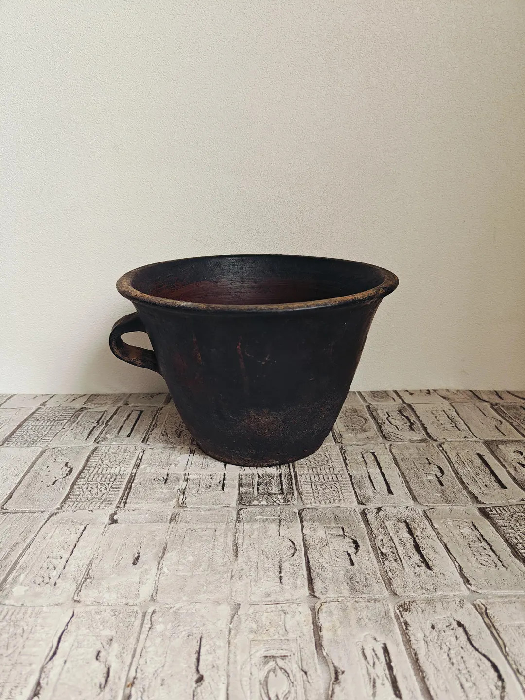 Vintage Clay Pot, Old Baking Pot, Rustic Vase, Old Black Clay Planter, Wabi Sabi Pot, Rustic Deco... | Etsy (US)