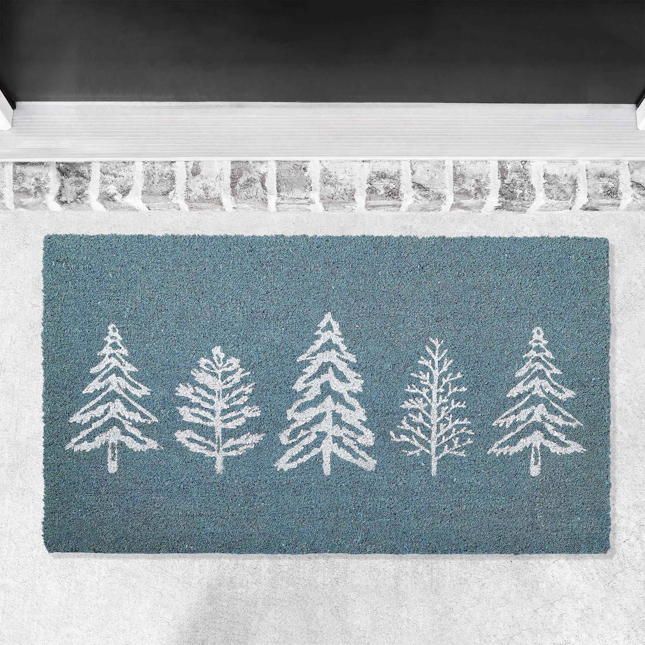 My Texas House Tree Holiday Printed Outdoor Coir Doormat, Blue, 18" x 30" - Walmart.com | Walmart (US)