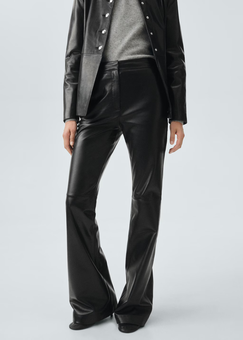 100% leather flared trousers - Women | MANGO United Kingdom | MANGO (UK)