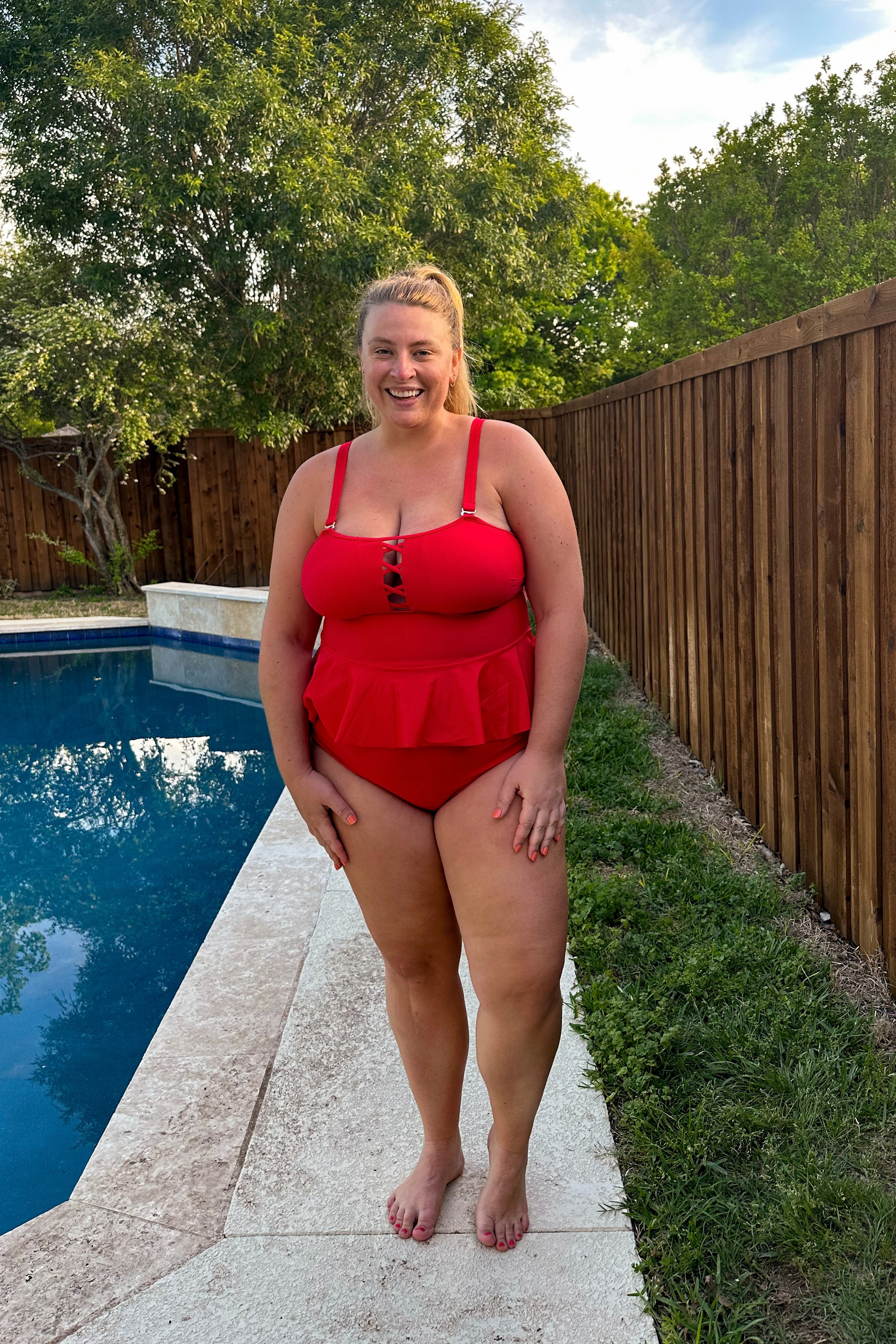 peplum tankini to provide support and distract from your midsecton, if that is what you are looking for in a swimsuit! amazon bathing suit 

 #LTKMidsize #LTKPlusSize #LTKSwim