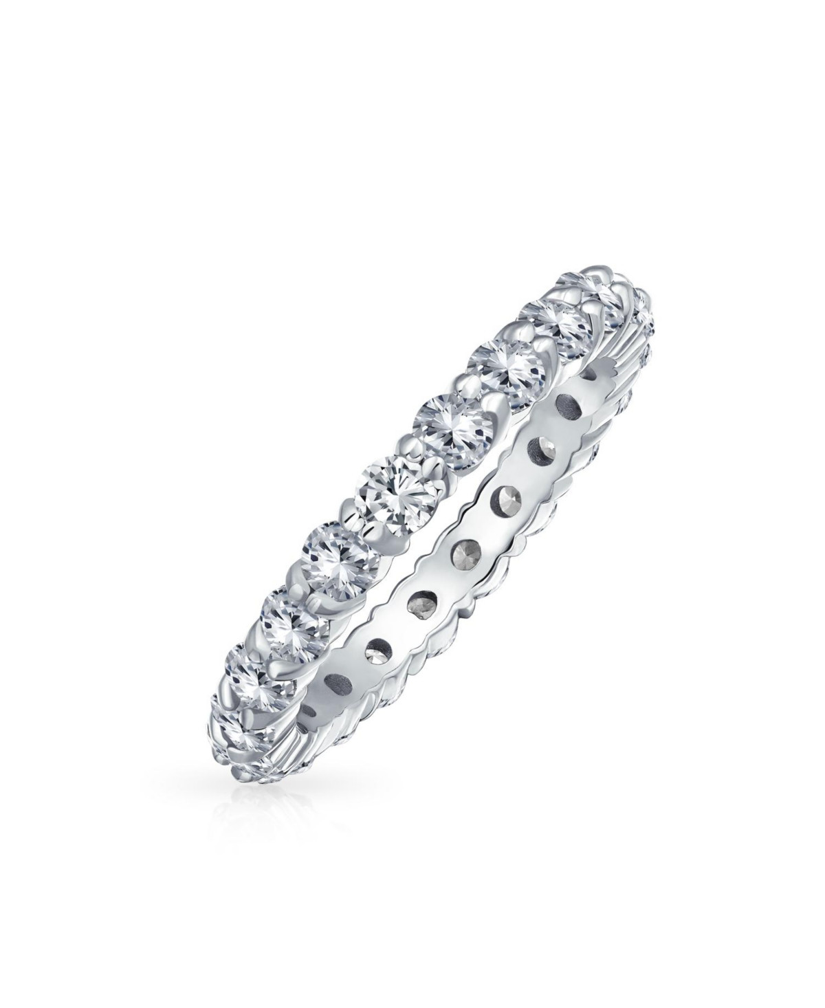 Bling Jewelry Cubic Zirconia Stackable Cz Eternity Thin 3MM Band Ring Sterling Silver - Silver c | Macy's