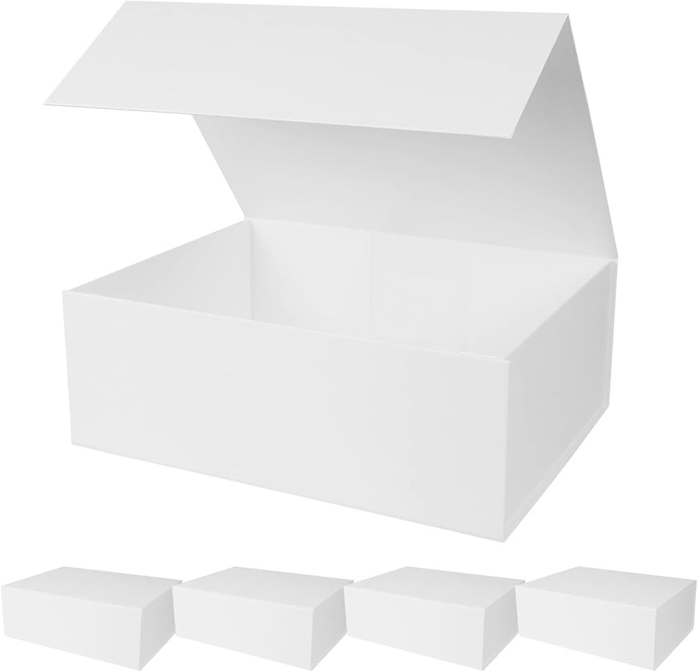 Aimyoo 5 Pack White Magnetic Gift Boxes with Lids 13.8x9x4.3 in, Large Bridesmaid Groomsman Propo... | Amazon (US)