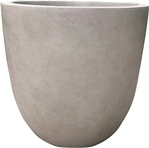 Kante 18 Inch Dia Round Concrete Planter, Indoor Outdoor Large Plant Pot with Drainage Hole and R... | Amazon (US)