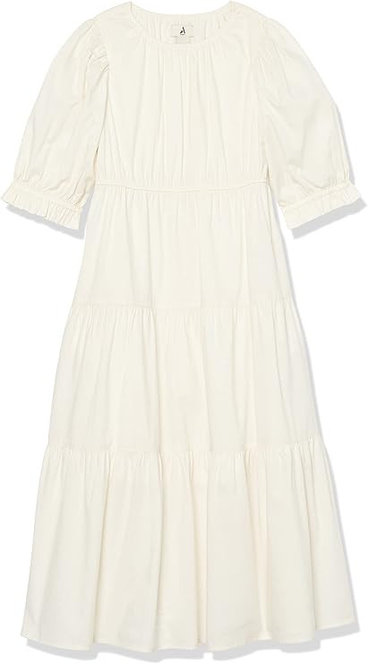 Amazon Aware Girls' Cotton Blend Puff Sleeve Tiered Maxi Dress | Amazon (US)