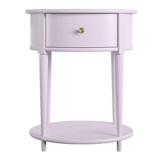 Ameriwood Home Abelia 21.6 in. Lavender Round End Table with Drawer and Shelf HD18795 - The Home ... | The Home Depot