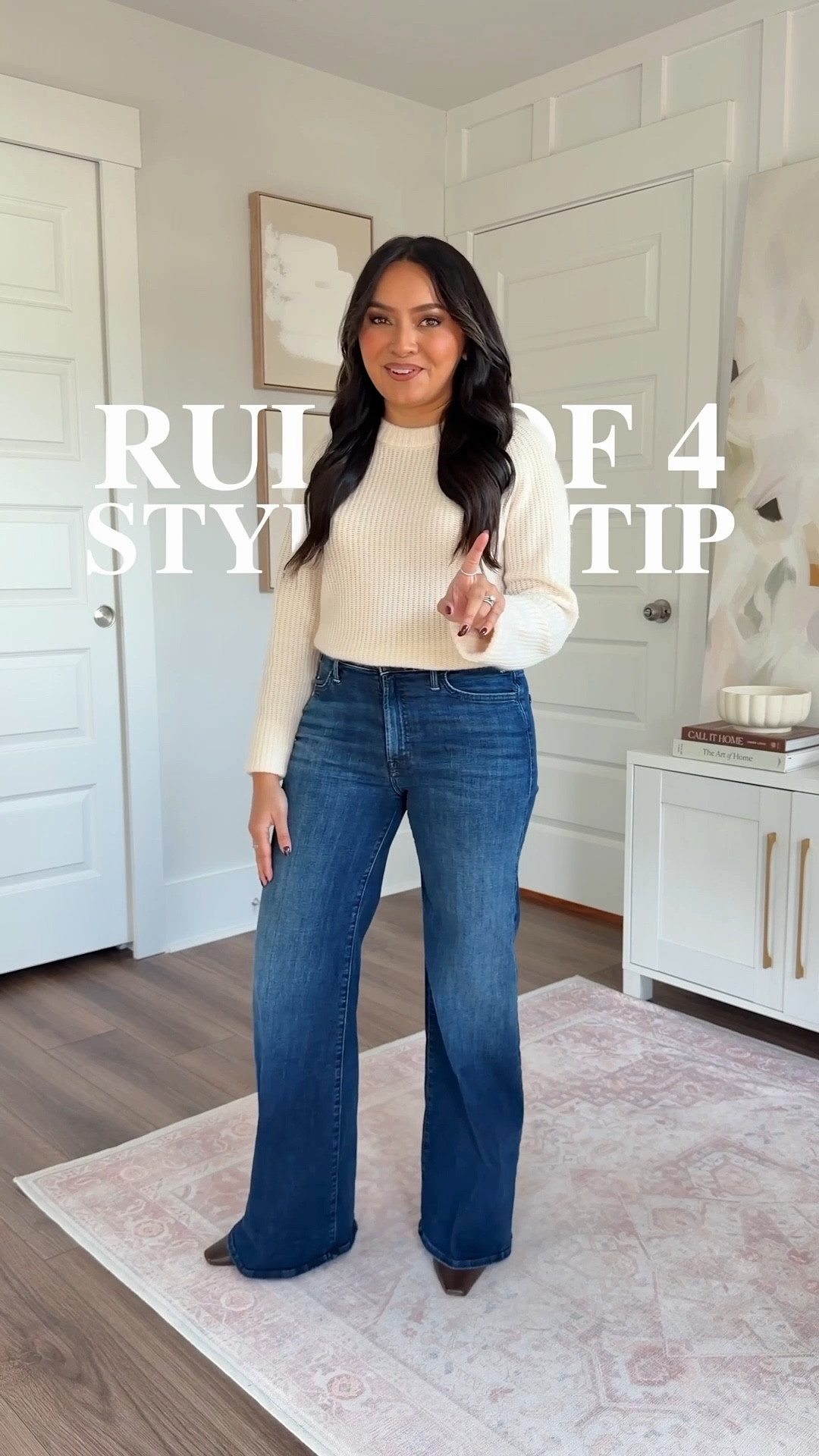 Ivory sweater size xs TTS 
Flare jeans in heirloom wash size 26 petite - petite is labeled as Lil
Brown coat size xs petite TTS 
Brown boots size 5.5 TTS 
Brown belt size small TTS 


- My Rule of 4 for instantly elevating any outfit 👖✨

I always start with a simple base (sweater + jeans + boots), then add four intentional pieces to pull everything together:

1. A belt ✨defines the waist and adds structure
2. A layering piece 🧥a long coat or jacket instantly elevates the look
3. Jewelry 💍I usually go with earrings + bracelets
• petite tip: I avoid chunky earrings and a necklace together so it doesn’t overwhelm my frame
4. A bag 💼the finishing touch that makes it feel complete
Same base outfit, totally different vibe 🤍  #Stylingtips #petitestyling #ruleof4styling #everydayoutfit 


#LTKPetite #LTKgrwm #LTKSaleAlert