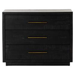 Dorwin Rustic Lodge Black Wood Brass Iron 3 Drawer Nightstand | Kathy Kuo Home