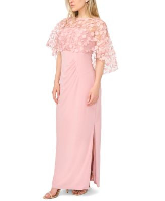 Msk Petite Polyester Blend Crewneck Gown - Tranquil Blush | Macy's