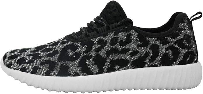 LUCKY STEP Leopard Pattern Sneakers Lightweight Running Athletic Breathable Jog Shoes | Amazon (US)