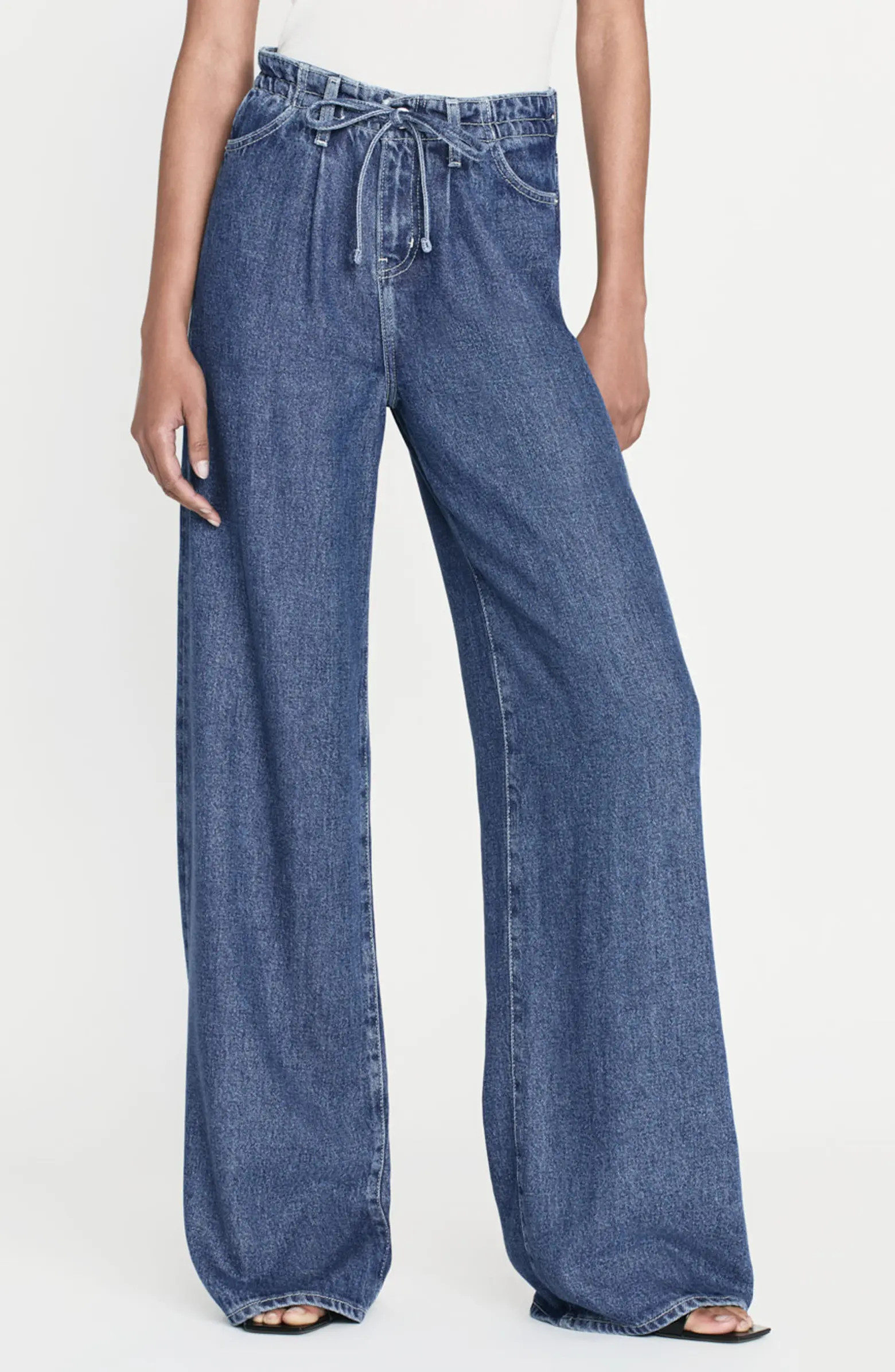 FRAME Super Drape Wide Leg Denim Drawstring Pants | Nordstrom | Nordstrom
