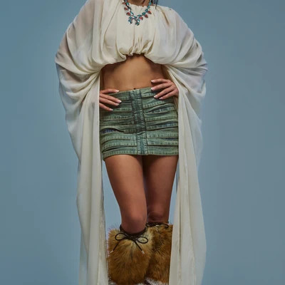 AKIRA Fly With Me Chiffon Blouse In Ivory | Size Large | AKIRA