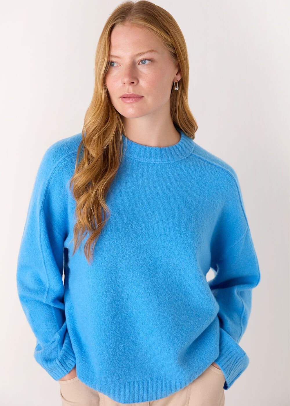 Blue Wool Mix Seam Detail Knit | WHISTLES | Whistles UK | | Whistles