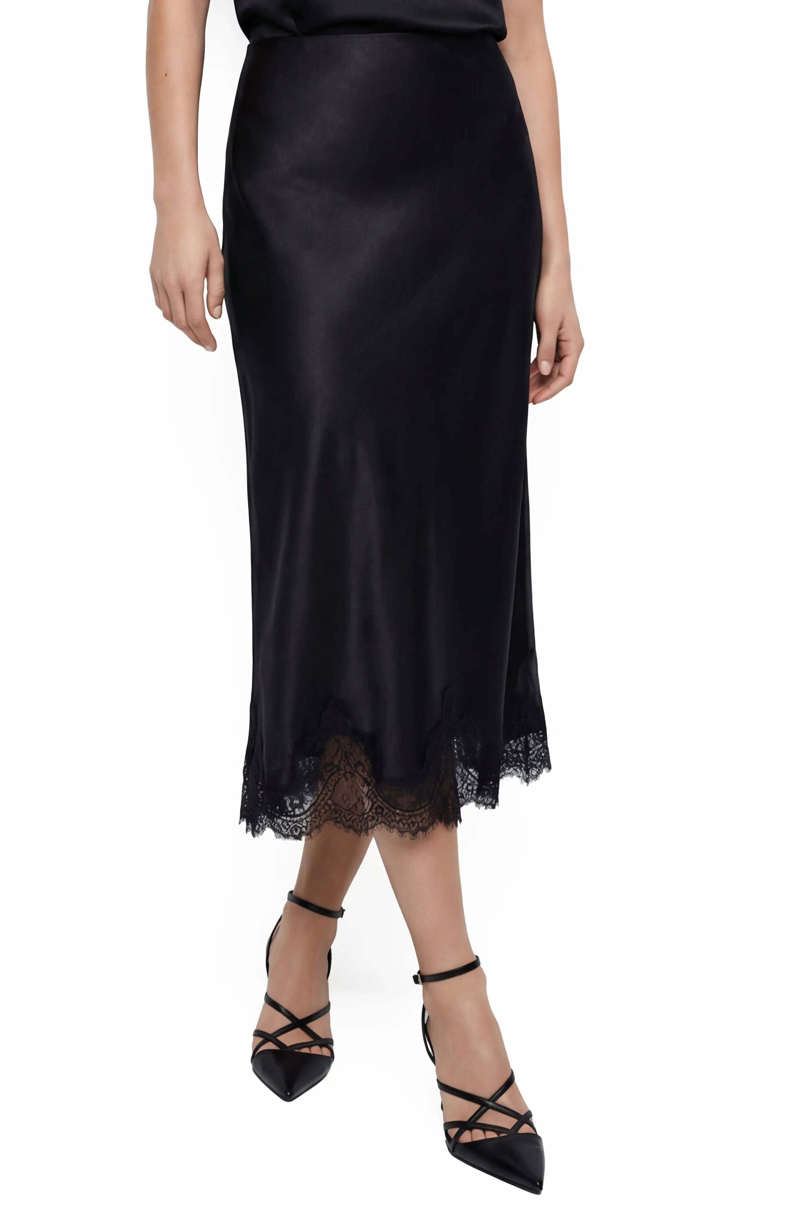 Marisa Bias Cut Lace Trim Satin Skirt (Women) | Nordstromrack | Nordstrom Rack