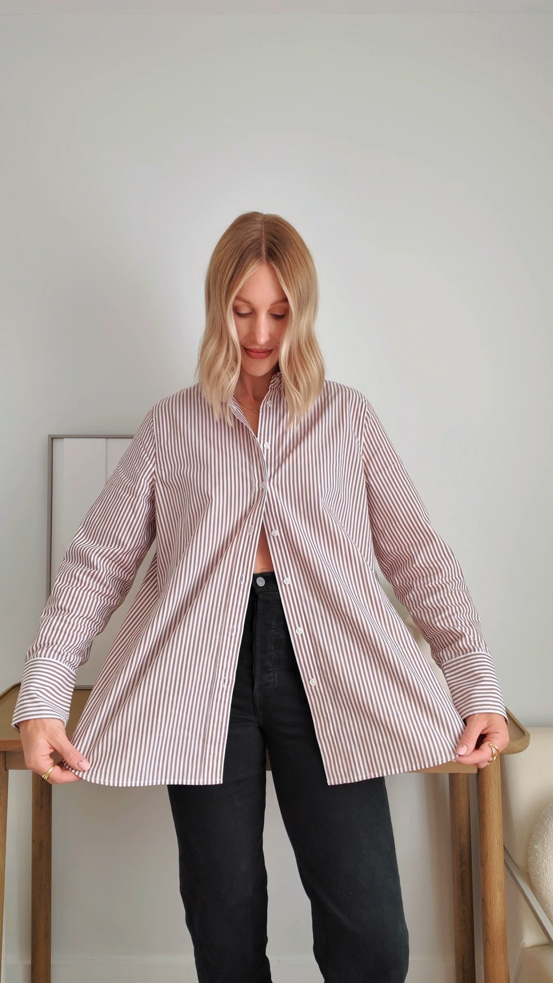Half shirt tuck styling hack - style tips for women - striped shirt linked below ⬇️ 

#LTKworkwear #LTKeurope #LTKstyletip