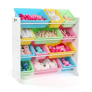 Tot Tutors Kids Wood Toy Storage Organizer with 12 Plastic Bins, Natural Frame & Primary Bins (Multi | Bed Bath & Beyond