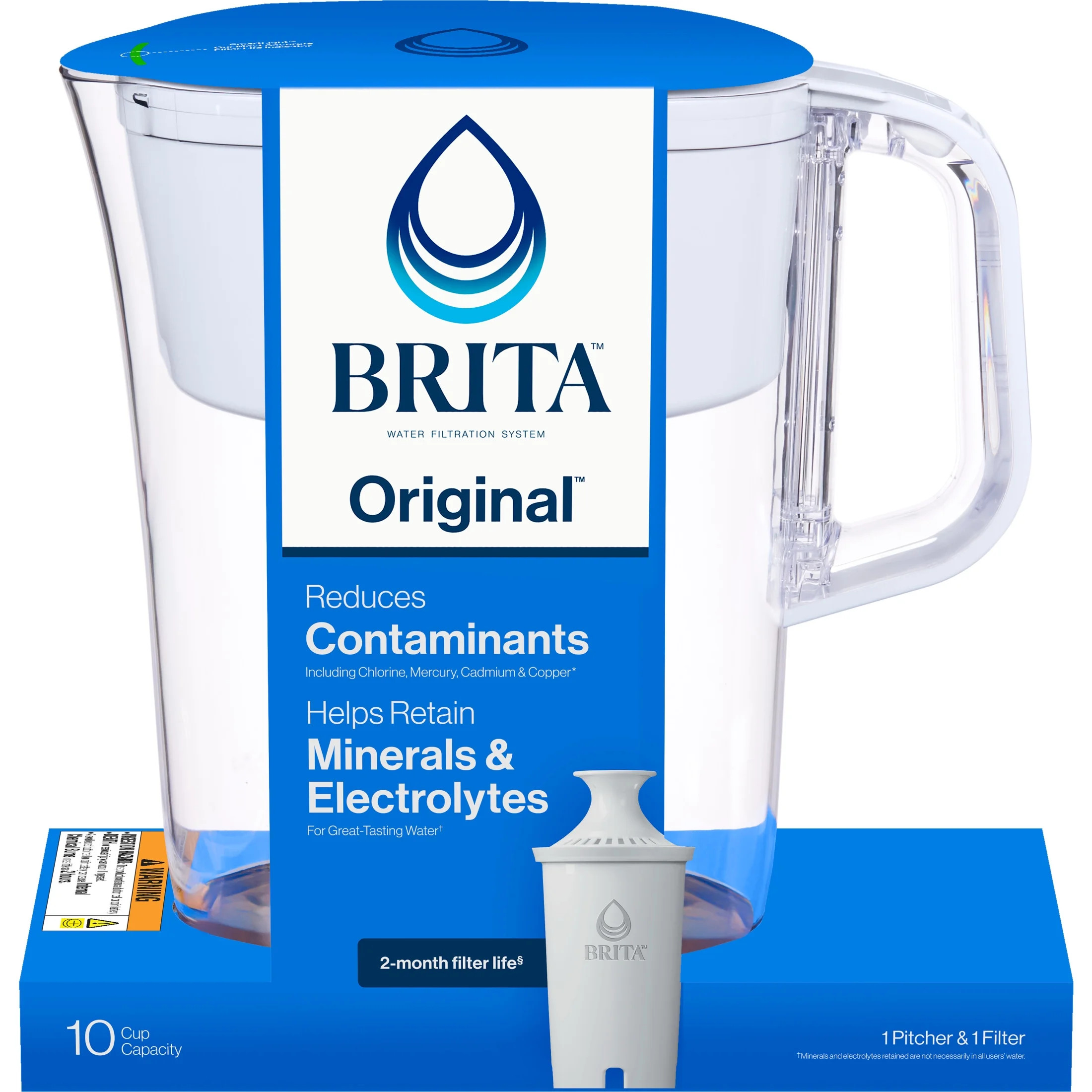 Brita Large 10 Cup White Tahoe Water Filter Pitcher with 1 Standard Filter, Made Without BPA | Walmart (US)