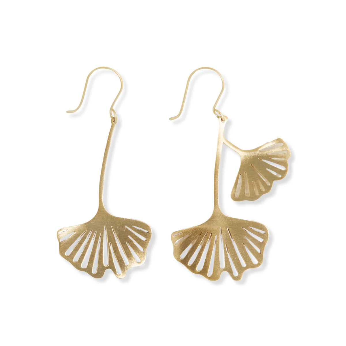 Amelia Ginkgo Leaf Earrings Brass | INK+ALLOY