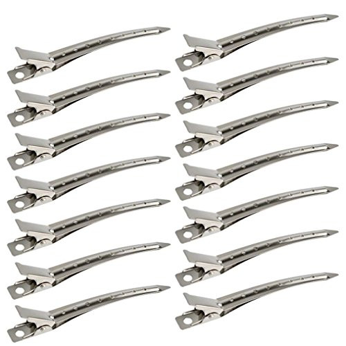 24 Packs Duck Bill Clips, Bantoye 3.5 Inches Rustproof Metal Alligator Curl Clips with Holes for Hair Styling, Hair Coloring, Silver | Amazon (US)