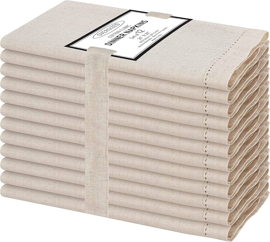Cotton Clinic 12 Pack Hemstitch Cloth Dinner Napkins Oversized 20x20, Linen Cotton Fabric Tailore... | Amazon (CA)