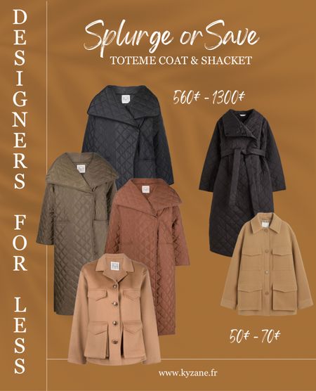 Best dupes of the Totême trendy quilted coat and wool shacket , under 100€ 🧣 

#shopwithKyzané #designersforless #highlowfashion #toteme #winteroutfit #coat #luxuryonbudget #splurgeorsave #ltkunder50 #ltkunder100 #luxuryforless

#LTKstyletip #LTKfit #LTKeurope