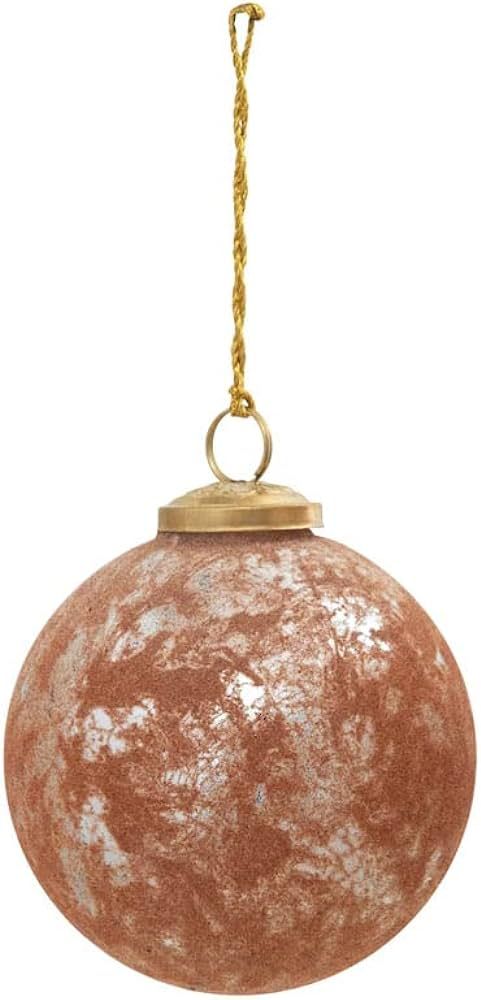 Creative Co-Op Flocked Mercury Glass Ball Ornament, Rose and Silver | Amazon (US)