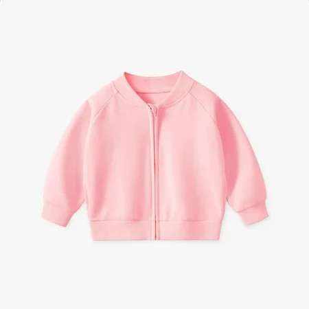 Spazoro Kids Girls Jackets Crew Neck Long Sleeve Fall Winter Cotton Zipper Cardigans for Child Girls Boys Pink Size 2 T | Walmart (US)