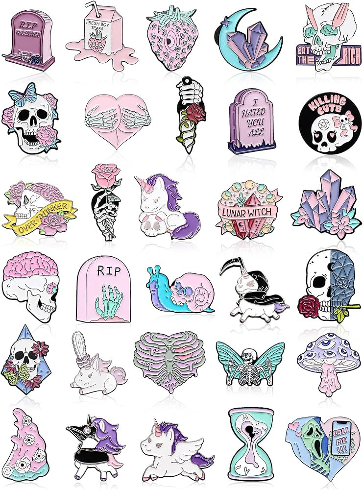 Ferraycle 30 Pieces Enamel Pins Set Enamel Pins for Backpacks Cool Horror Enamel Lapel Pins Steam... | Amazon (US)