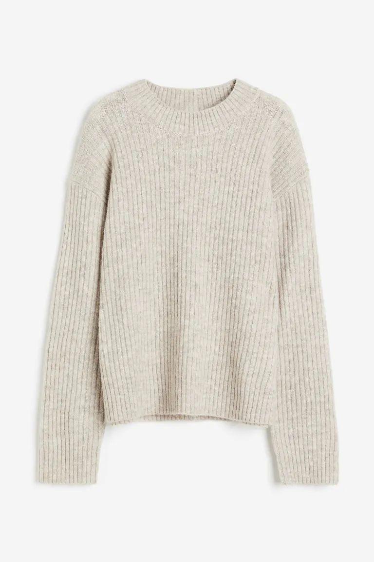 Rib-knit Sweater - Light beige melange - Ladies | H&M US | H&M (US + CA)
