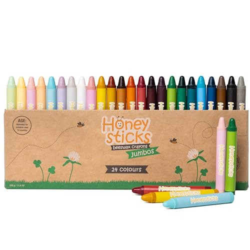 Honeysticks Jumbo Crayons (24 Pack) - Non Toxic Crayons - 100% Pure Beeswax and Food Grade Colors - 24 Bright Colors - Large, Easy to Hold and Use - Preschool Art Supplies for Toddlers/Kids 3-5, 4-8 | Amazon (US)