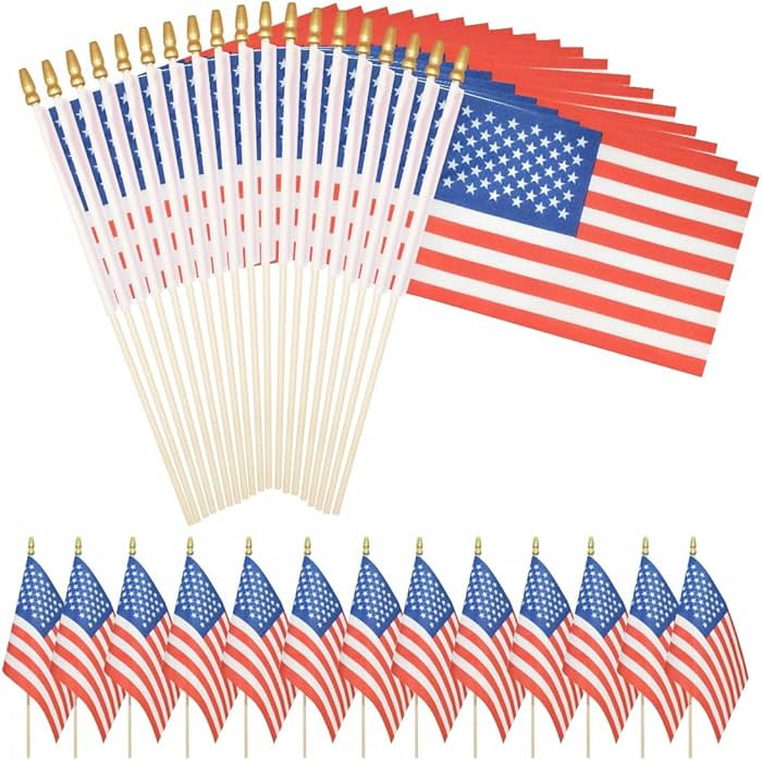 20 Pack American Mini Stick Flag Small USA Handheld 5x8 Inch Flags 4th of July Decoration Fade Re... | Amazon (US)