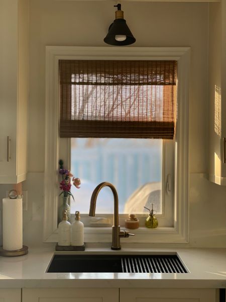 Bamboo blinds and gold brushed faucet. 

#LTKhome